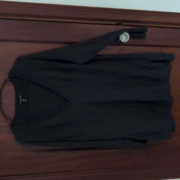 Eileen Fisher Dark Gray Merino Wool Lightweight V Neck Sweater Size XL - Picture 1 of 9